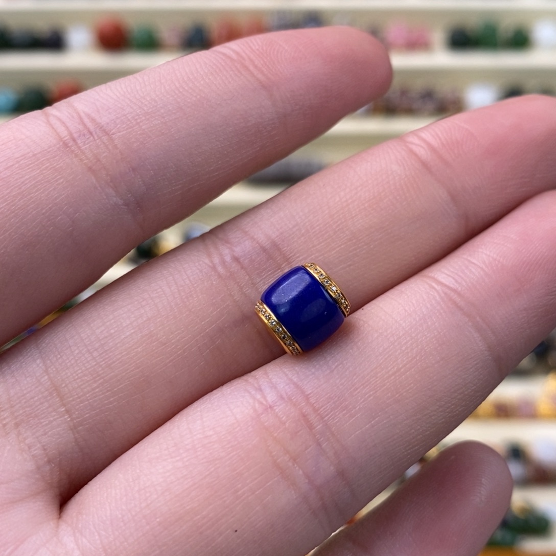 青金石18K金镶嵌颈饰单珠