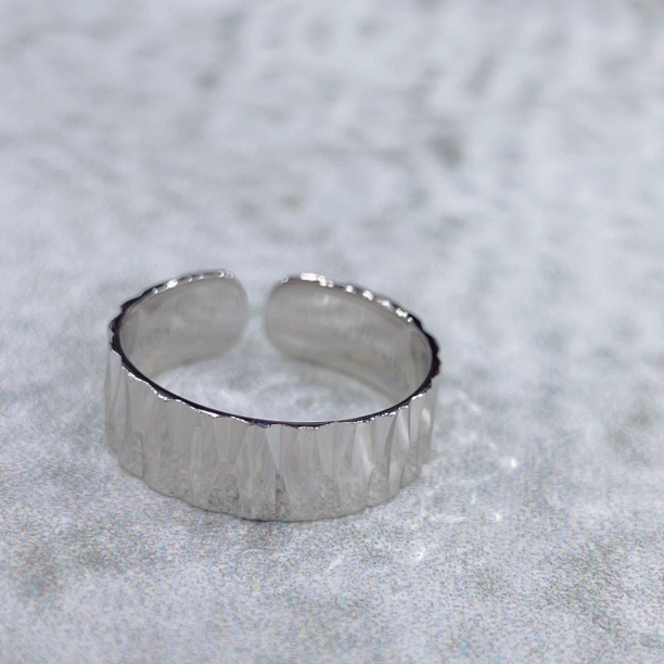 925银戒指 925银戒指 波光粼粼对口戒指冷淡风戒指