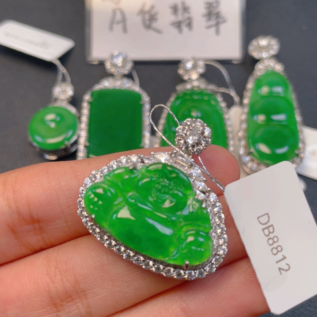 翡翠银S925镶嵌吊坠(不含链)