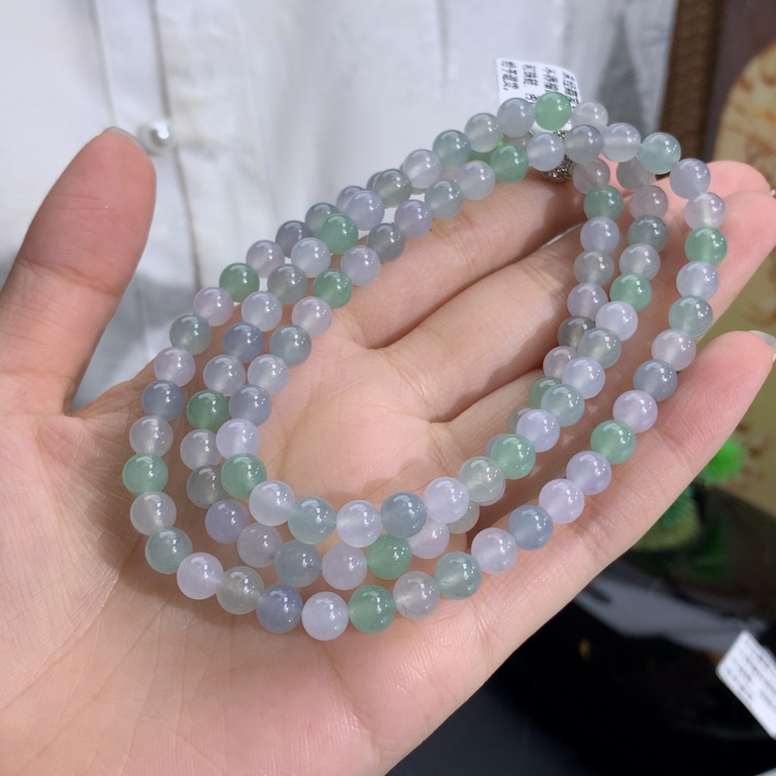 未镶嵌手串翡翠卡6.0冰润胶马卡龙