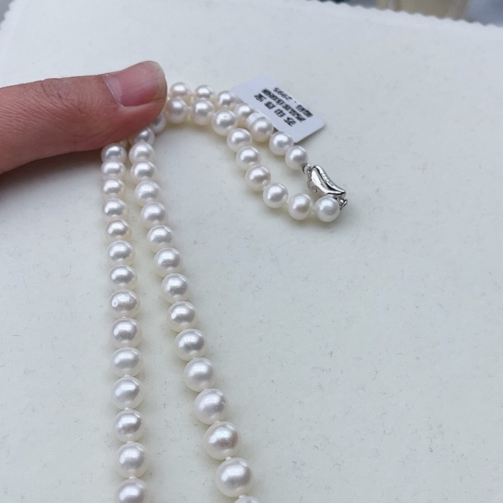 淡水珍珠颈饰银S925镶嵌卡7极光冷白高品