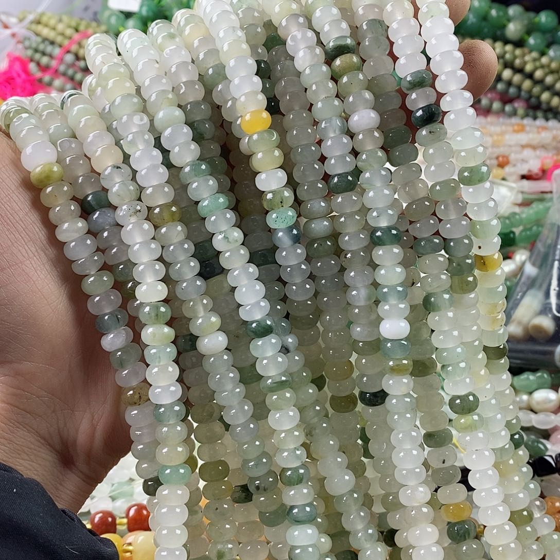 玛瑙/玉髓珠宝半成品合金一条天然8mm天山翠隔片有平点