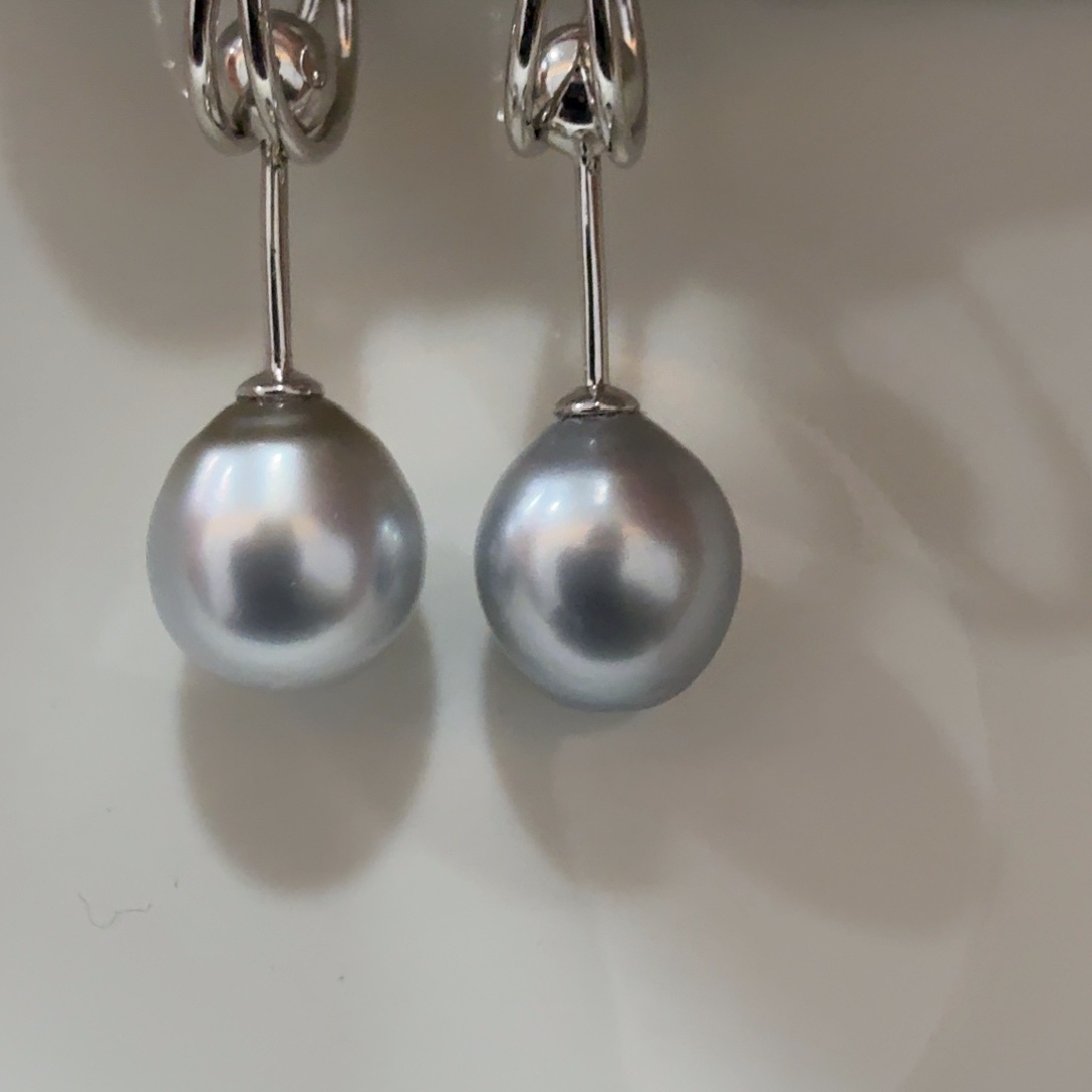 海水珍珠耳饰银S925镶嵌