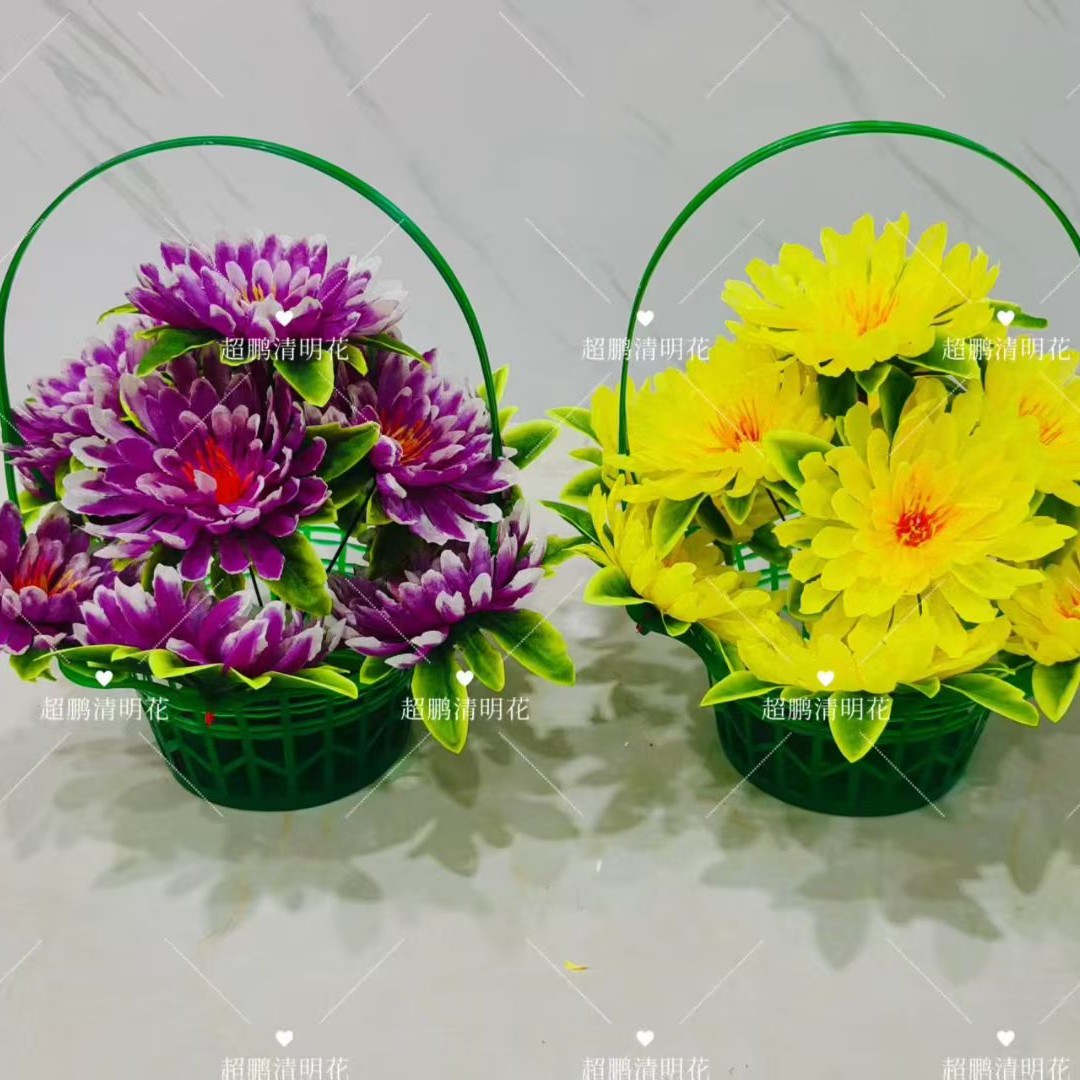 万寿菊小花篮仿真清明花