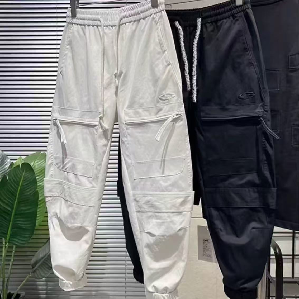 新D08秋季弯刀工装裤男立体剪裁束脚宽松款裤时尚帅气百搭休闲裤