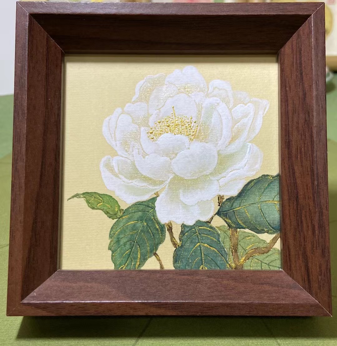 新中式国画装饰画摆台带框装裱尺寸约12*12（可许愿定制）