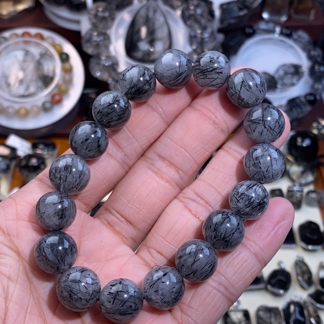 未镶嵌手链水晶黑发晶12mm入门款