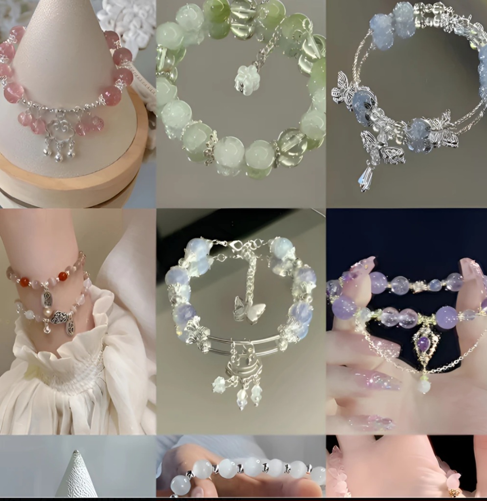 合金琉璃手链 合金琉璃手链手串{许愿+对对碰}新中式琉璃手工