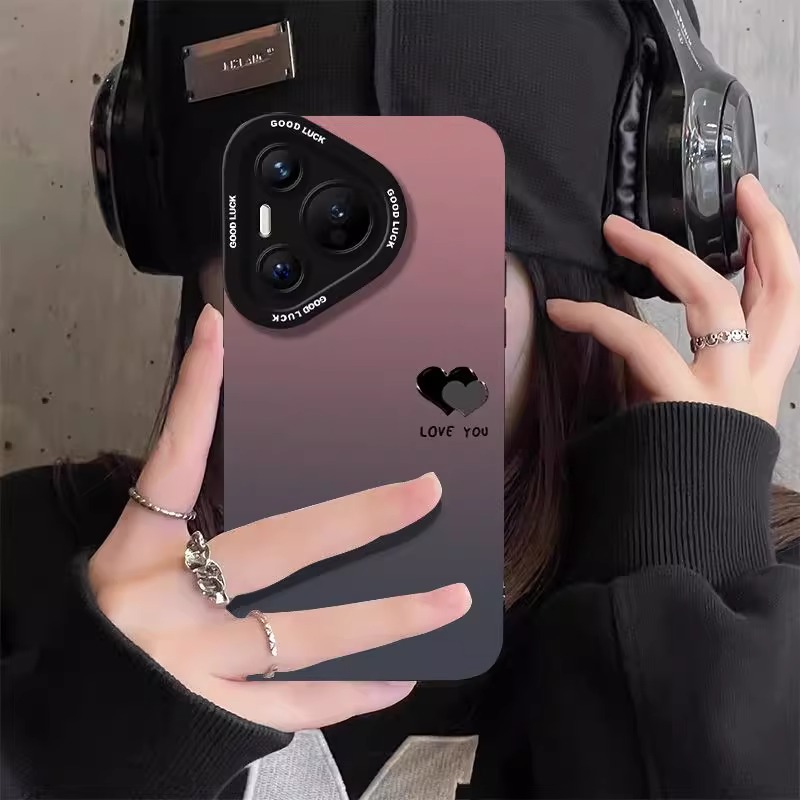 适用华为pura80pro新款手机壳pura80ultra硅胶p70渐变爱心英文