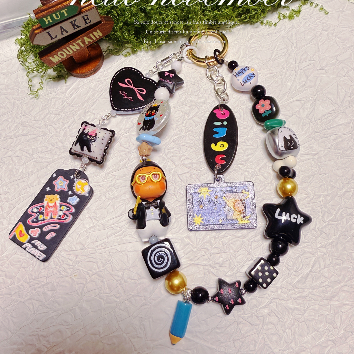 哇噻趣味可爱萌粒手机链卡通串珠挂链相机包挂改娃款默认微瑕