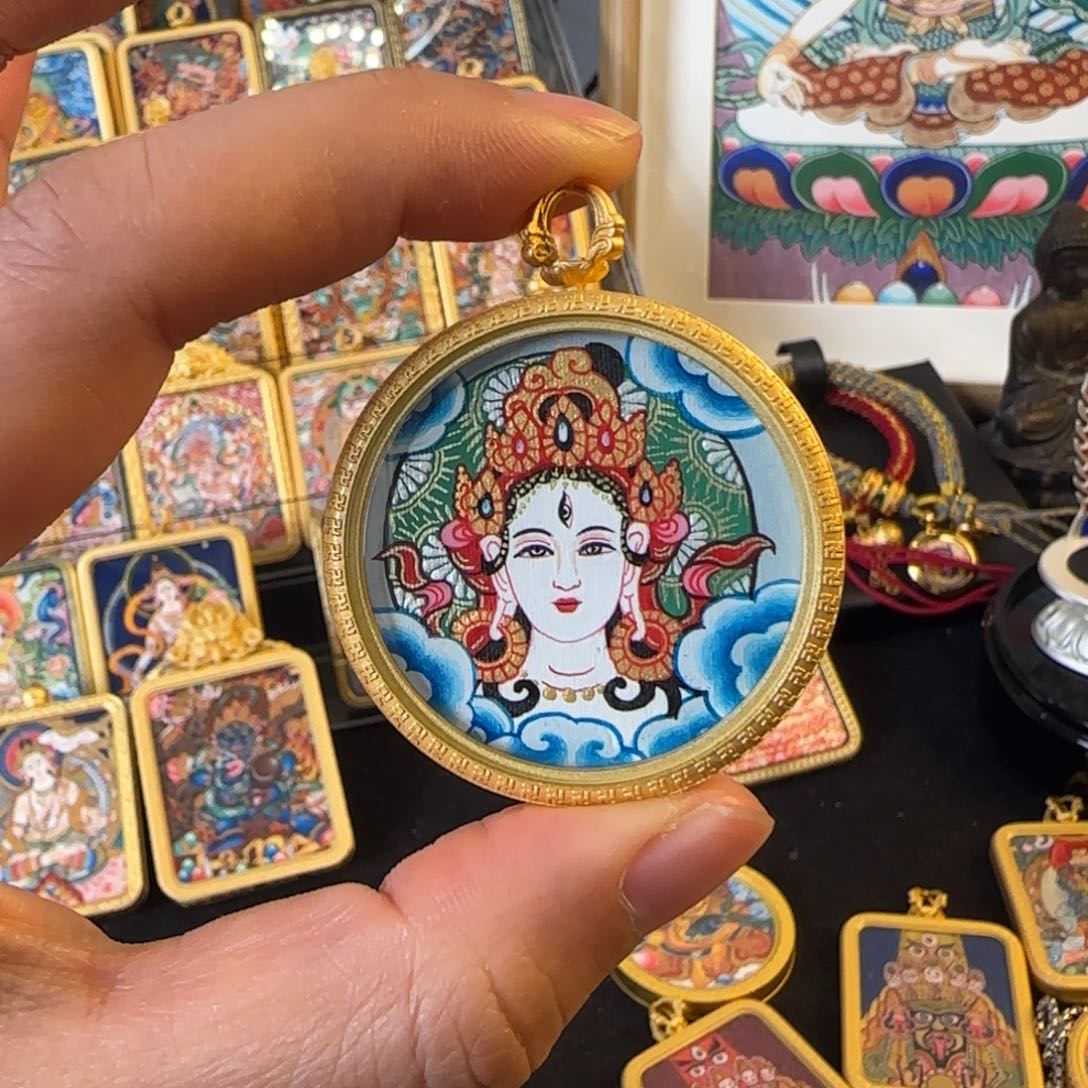 吊坠白度母➕观音热贡唐卡