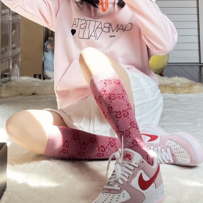 95新 GUCCI/古驰 麦殿/长筒袜粉色s码/251220TLLJY05