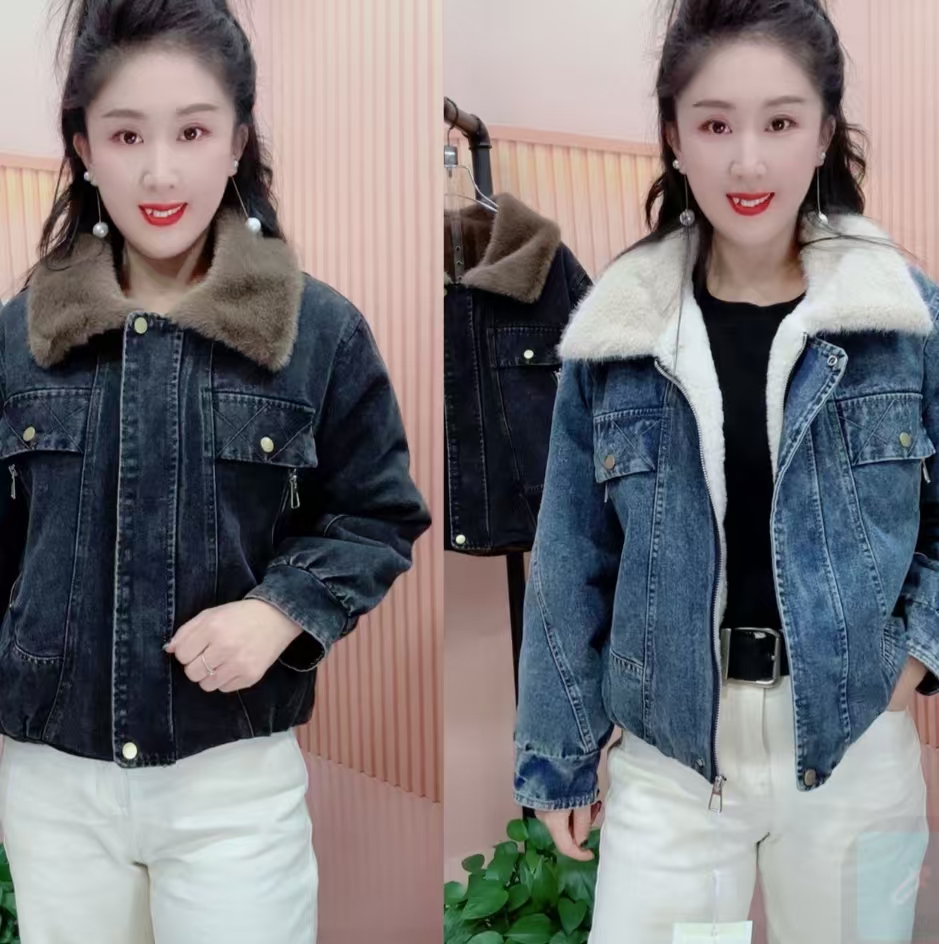 1819款高档新款牛仔加绒外套冬季