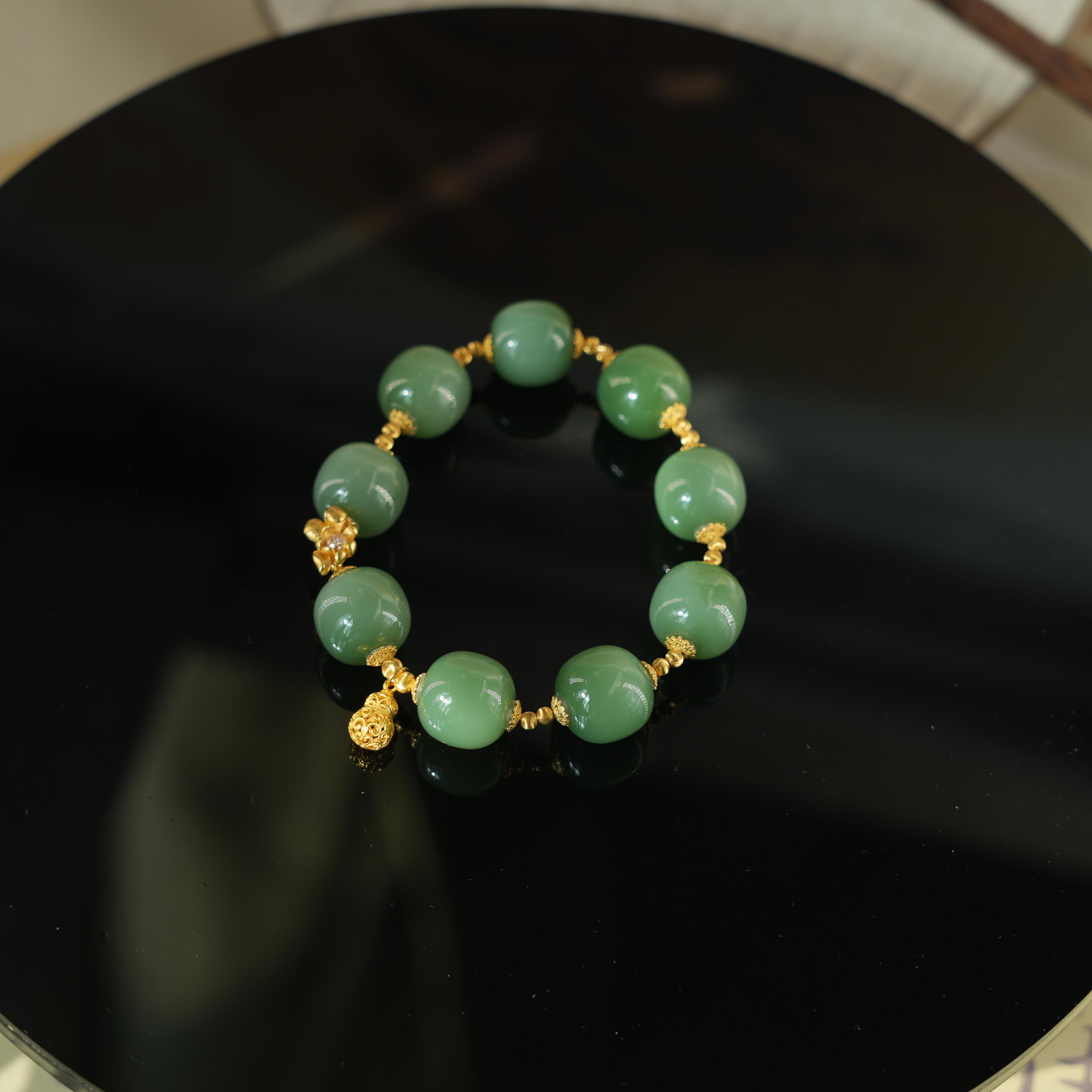 京知-天然和田玉18K金手串