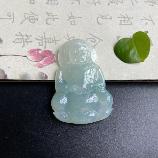 Y307纯天然缅甸翡翠《观音》气质精美雕刻时尚守护神