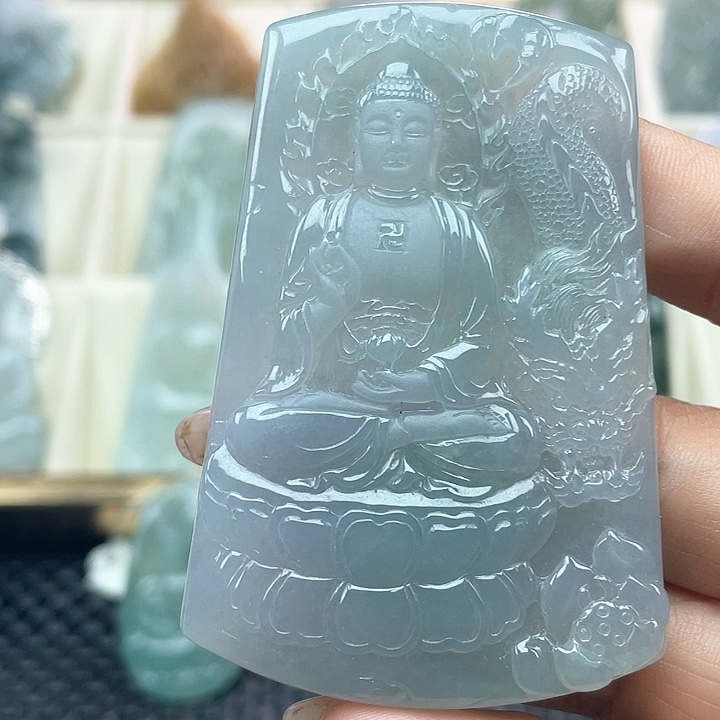 颈饰未镶嵌翡翠天然缅甸翡翠A货御龙阿弥