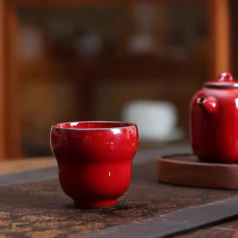 庄崔任大师铁胎郎红葫芦杯家用主人杯