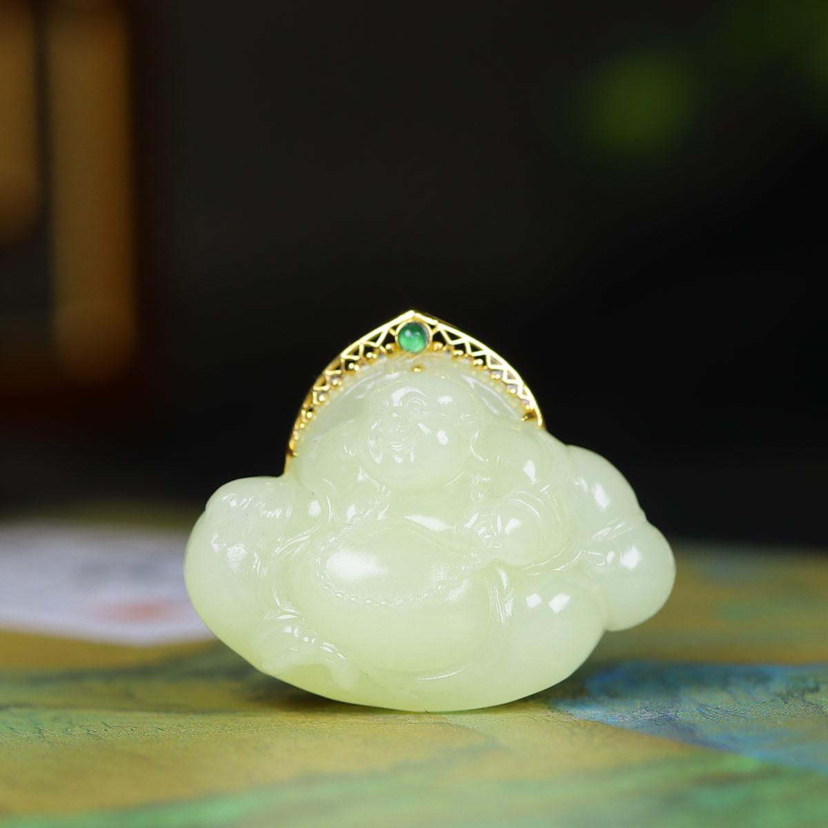 102321和田玉黄玉弥勒佛挂件