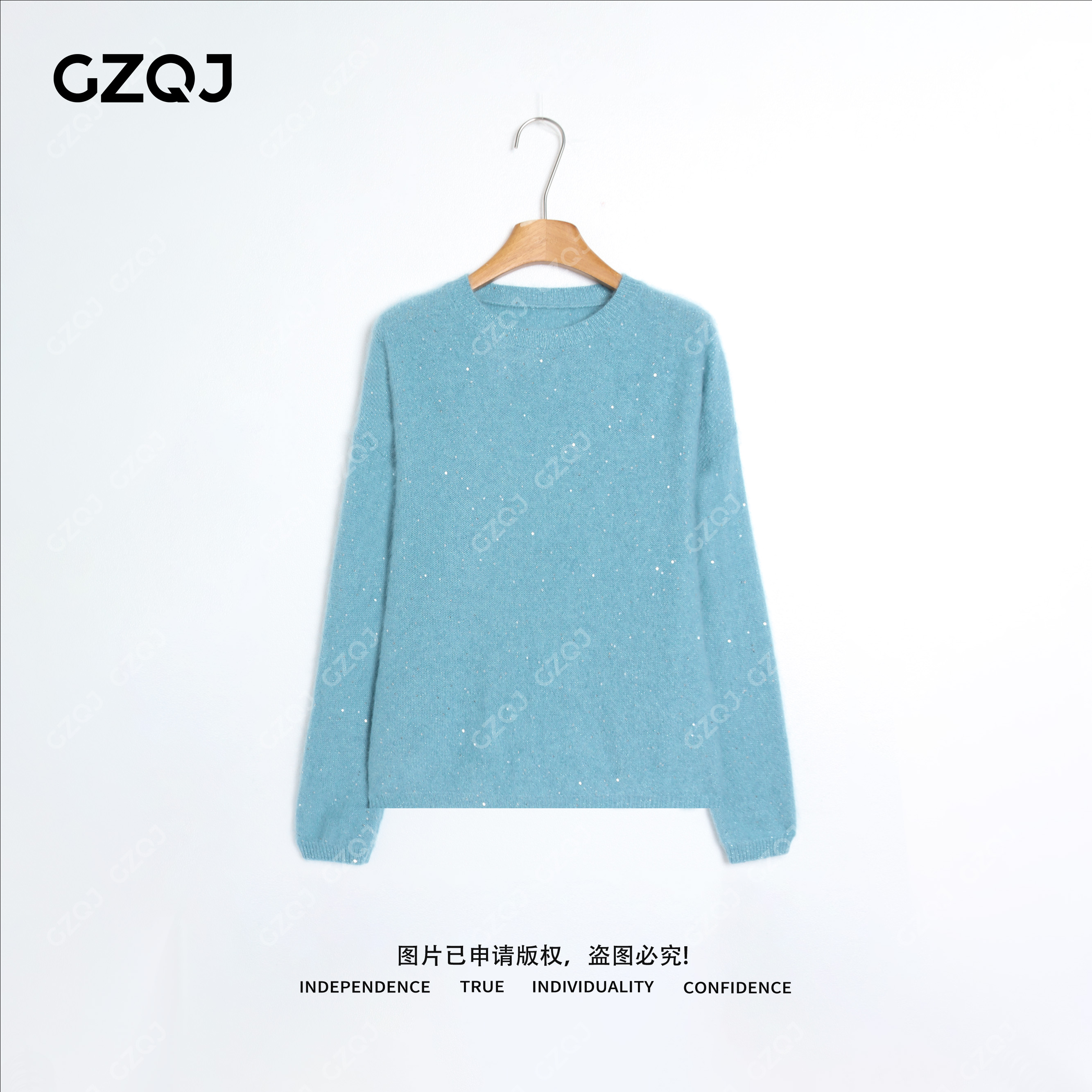 老琴私服【雾岛星光】绵羊毛桑蚕丝山羊绒时尚拉毛毛衣女冬新款3690