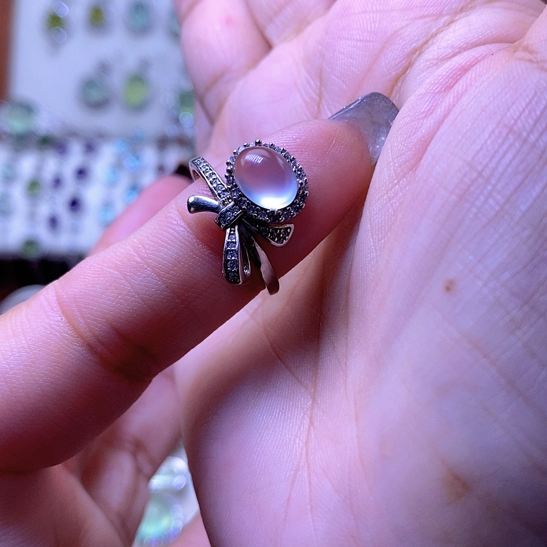 岫玉银S925镶嵌戒指