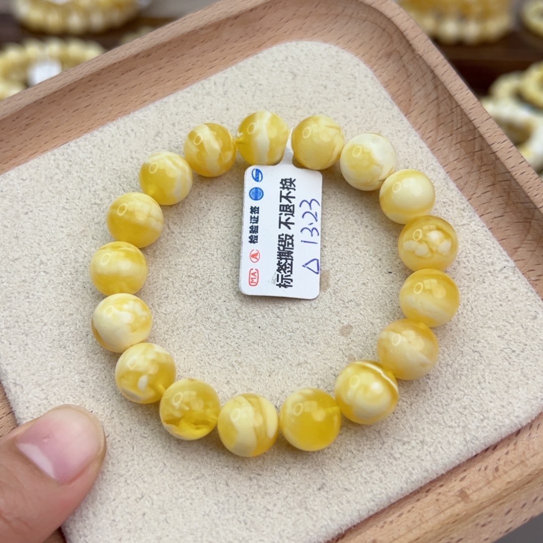 琥珀手链未镶嵌欧*啦13.23金白
