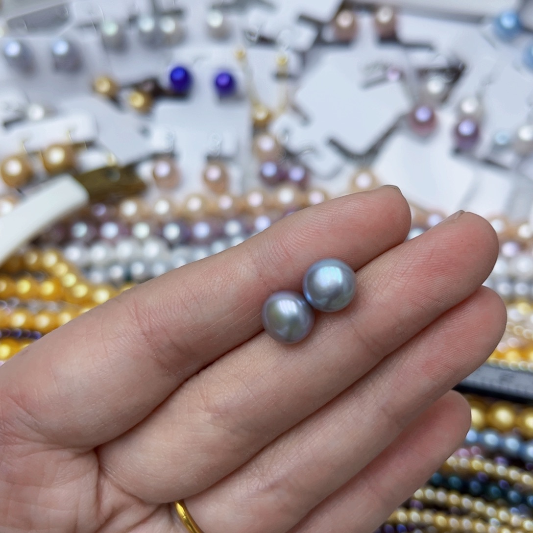淡水珍珠耳饰银S925镶嵌