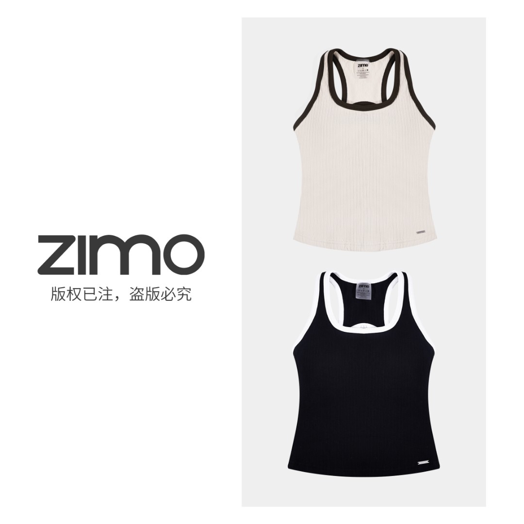 双竖纹后背镂空加长款女士文胸542-zimo-一体杯运动背心