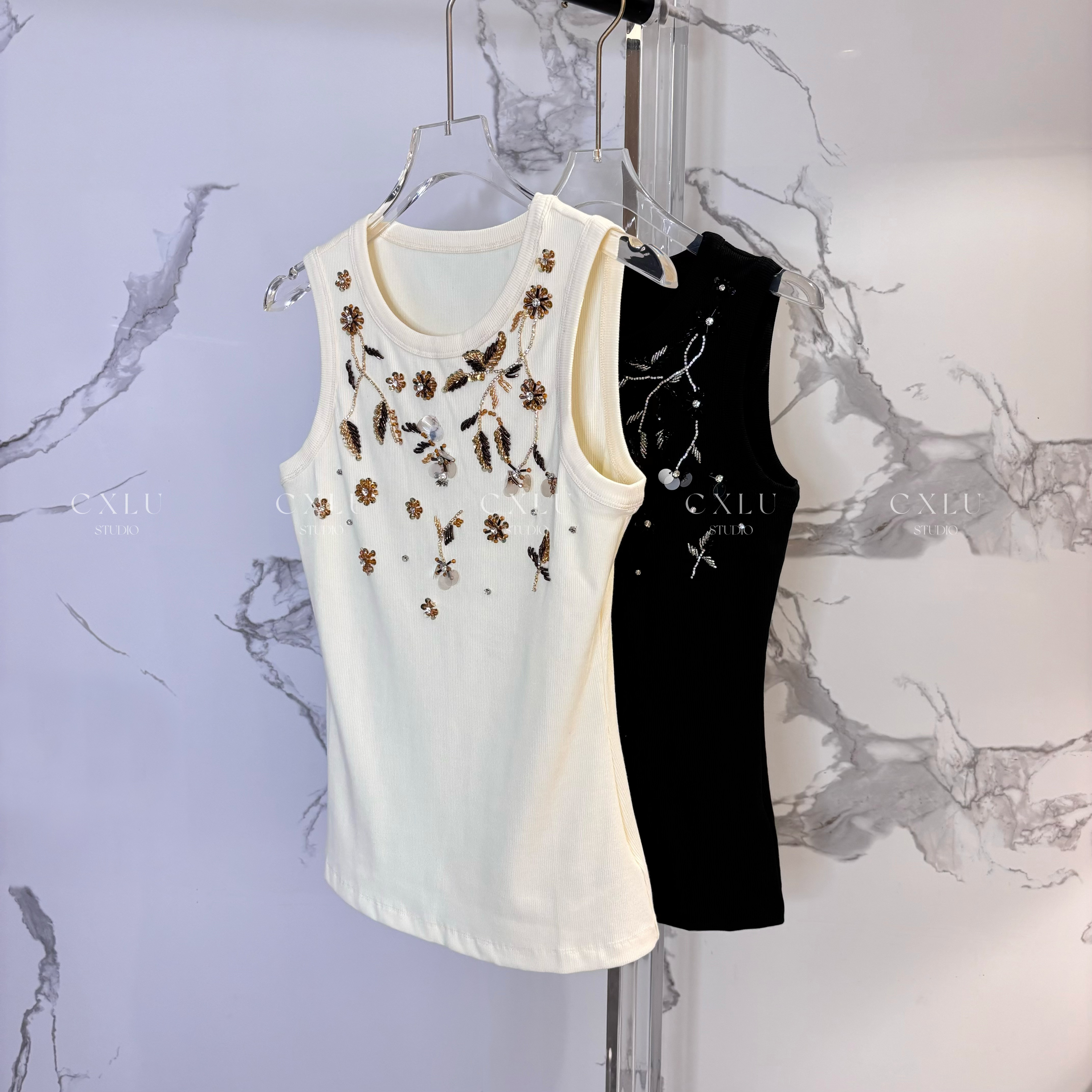 手工刺绣圆领百搭针织显瘦背心2528