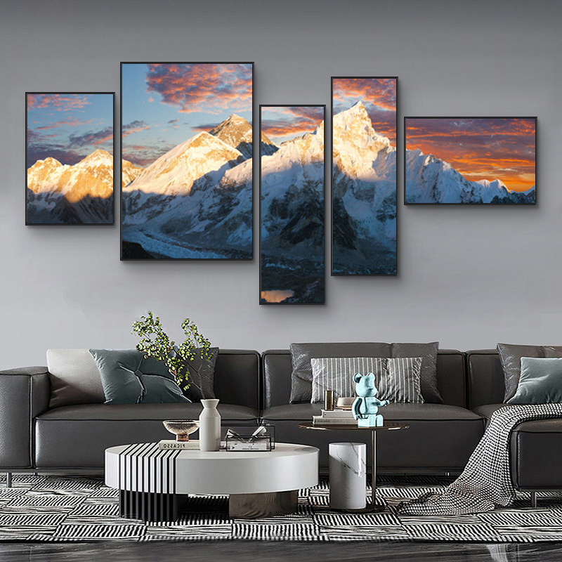 日照金山客厅装饰画现代简约卧室挂画沙发背景墙壁画梅里雪山图画