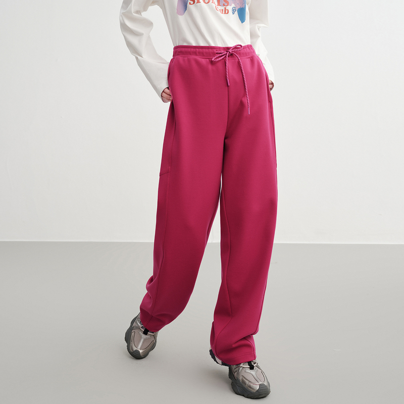 【可机洗羊毛】EP雅莹 多巴胺运动风抽绳宽松显瘦休闲直筒裤6488A