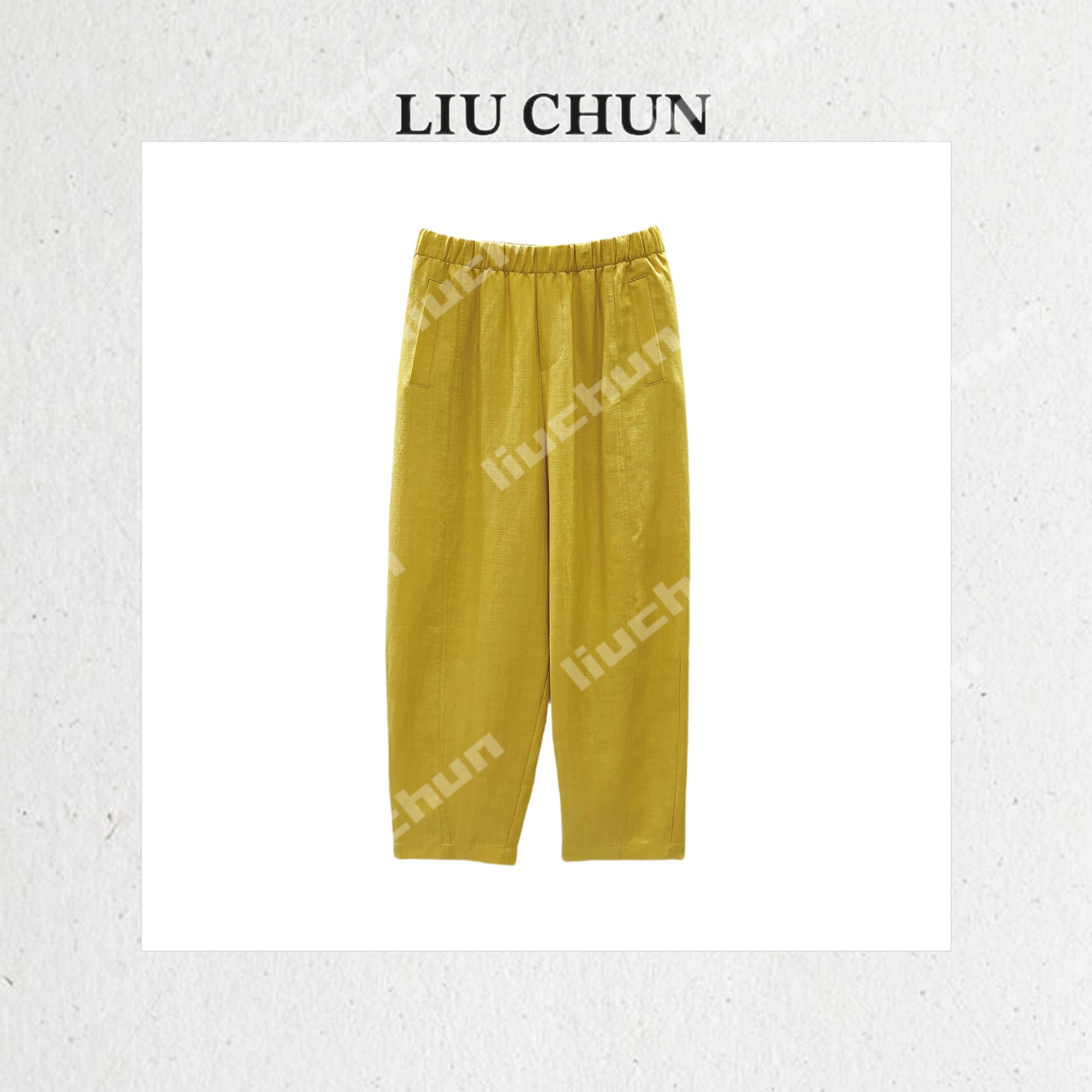 【肌理线条】CHUN家夏季宽松休闲亚麻天丝九分休闲裤