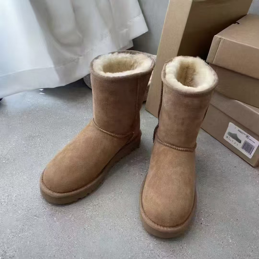 保暖百搭反绒皮中筒雪地靴时尚雪地靴中筒加厚棉鞋5825厚底