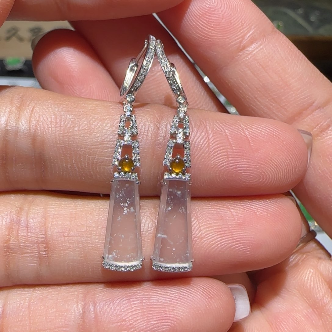 【闪购商品】翡翠耳饰18K金镶嵌缅甸