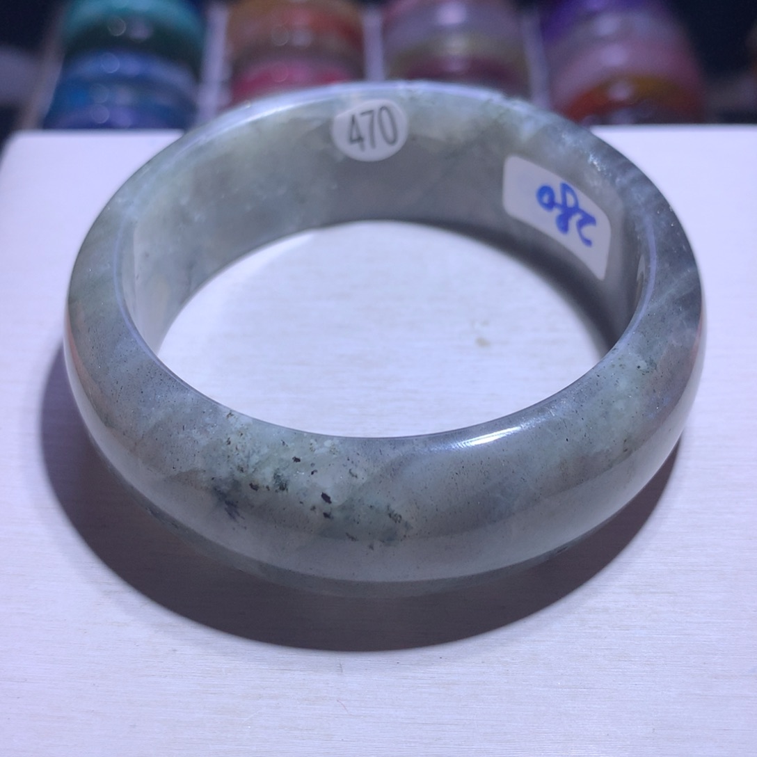 银S925镶嵌水晶手镯拉长石58.4圈470