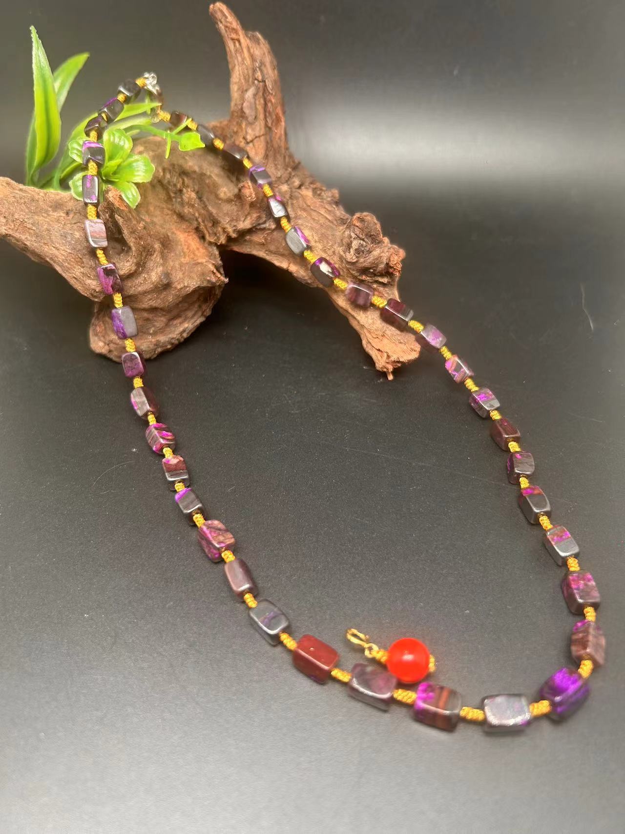 天然辰砂含辰砂舒俱来 丝绒项链多样性发一SJL298