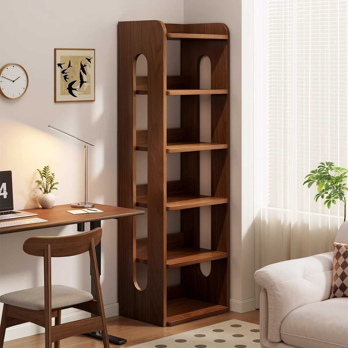 实木书柜实木展示落地一体柜窄缝实木不占空间靠墙转角置物储物柜