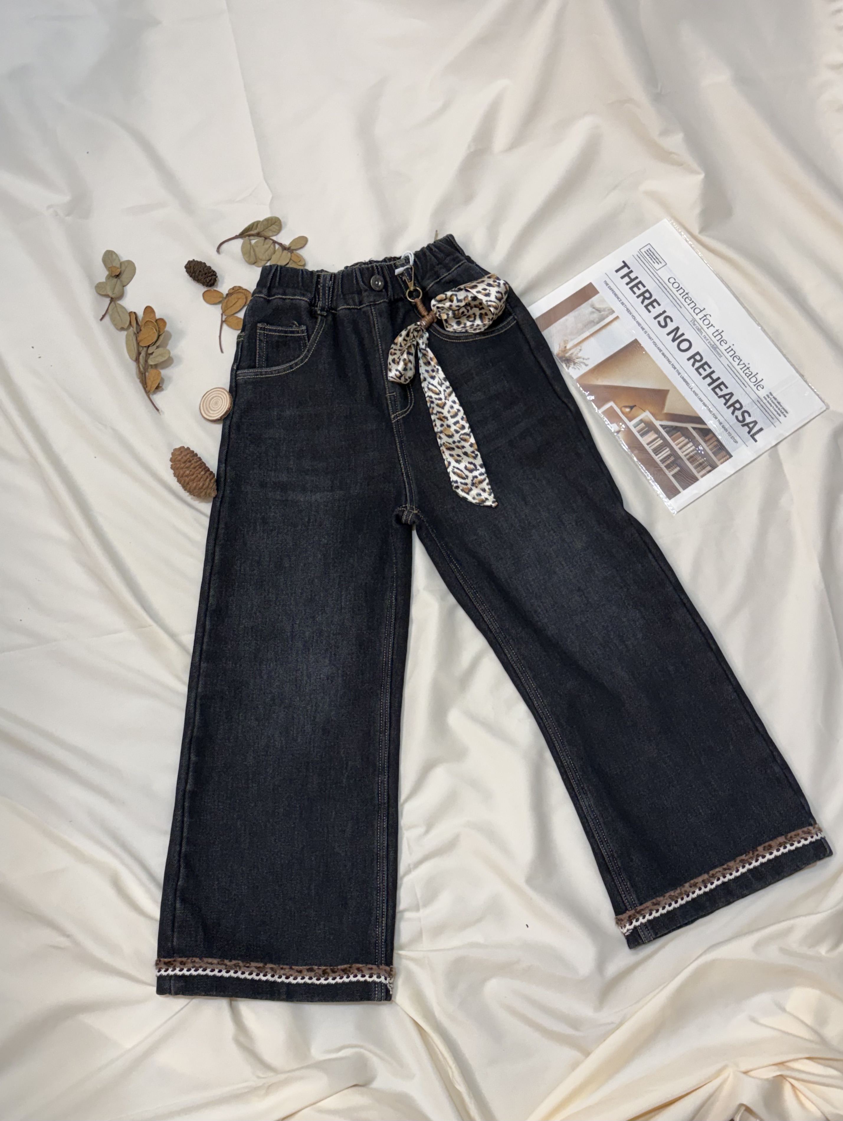 2025女童秋冬新款加厚牛仔裤潮流百搭