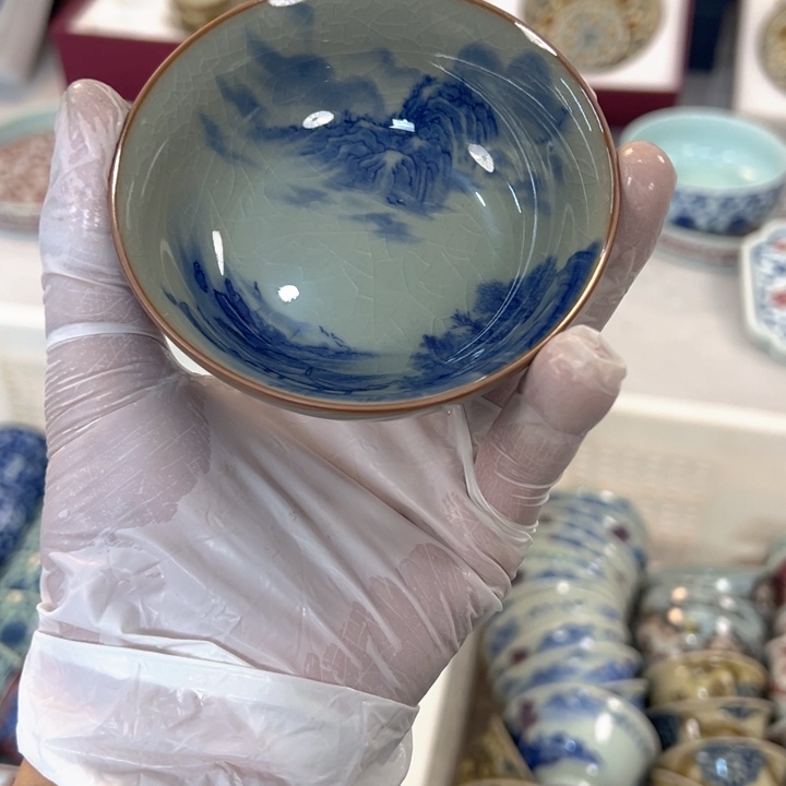 瓷片淘泥山水普洱杯全品