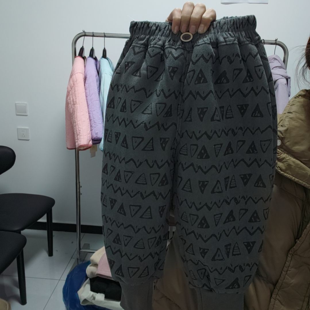 羊羔绒加绒男女童裤子100码