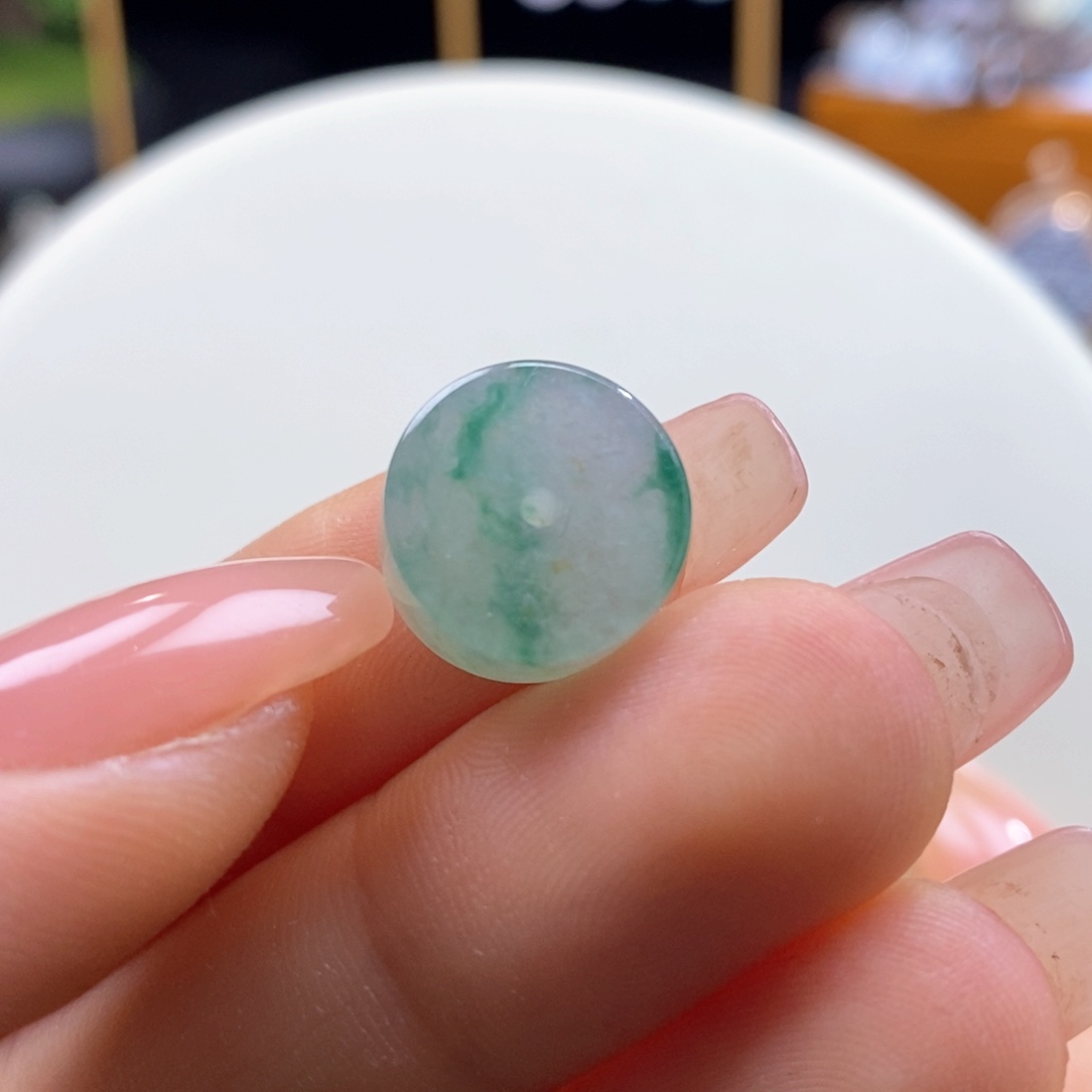 翡翠未镶嵌吊坠(不含链)翡翠冰飘色平扣