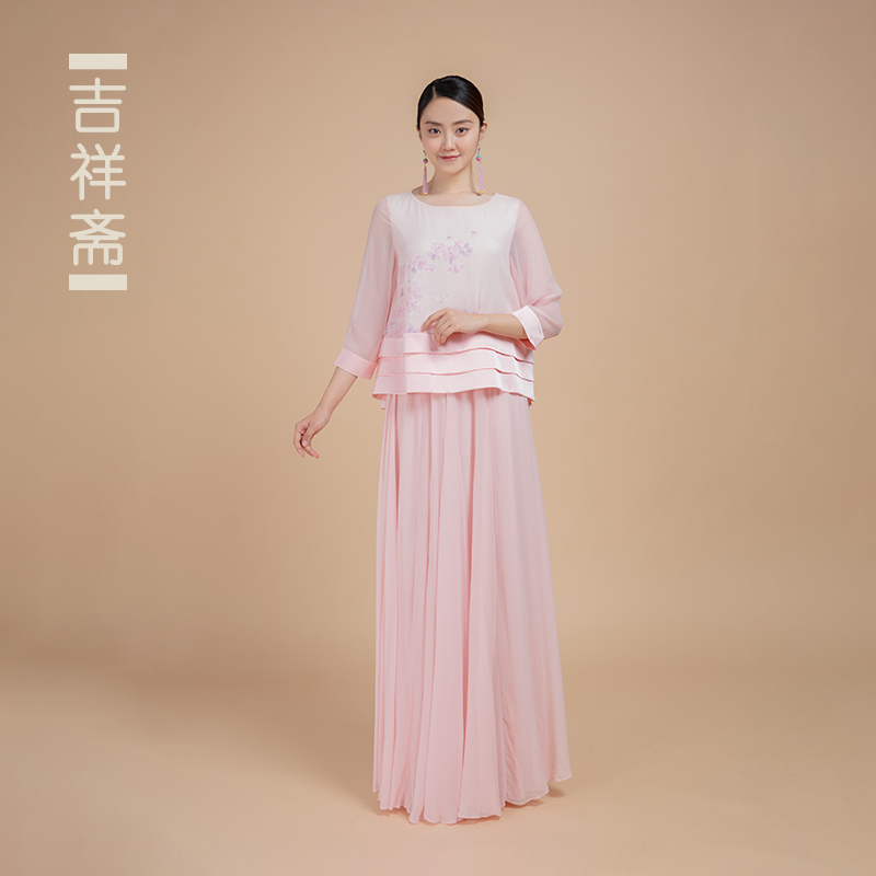 吉祥斋花菲花长裙桑蚕丝宽松气质中国风长裙中式国风女装高级感