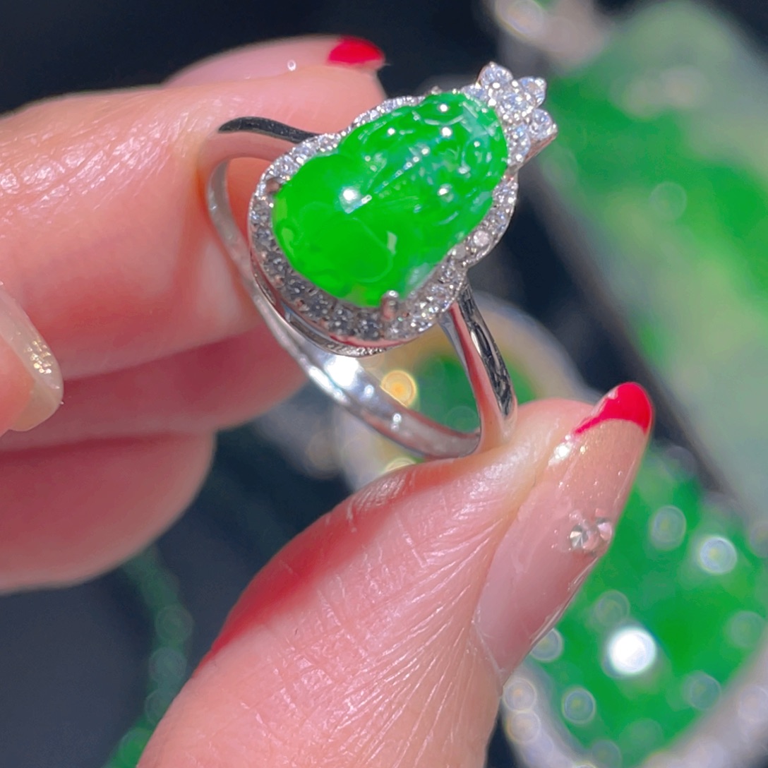 翡翠戒指银S925镶嵌1111111111111111