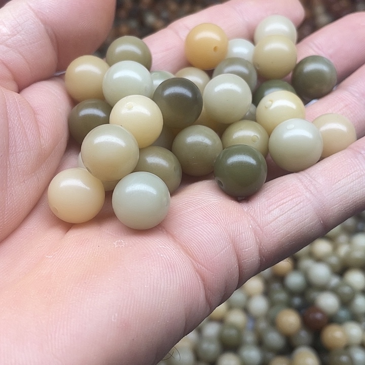 白玉菩提吊坠13精品浅色多宝圆100颗