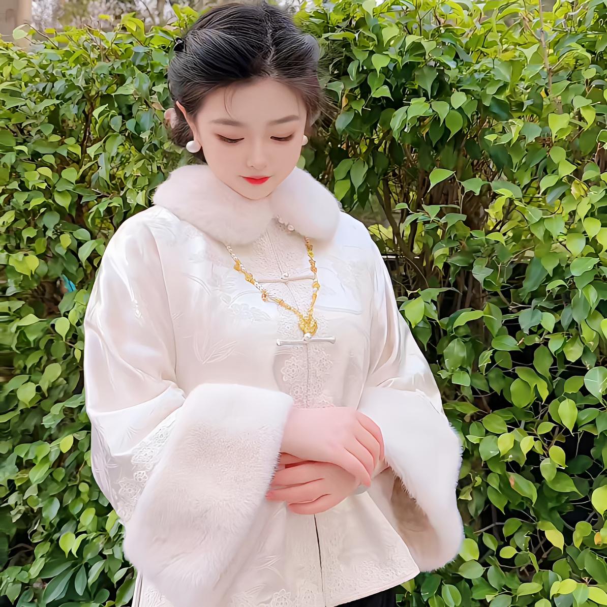 （云枝暮雪）一揽芳华元宝领加棉外套