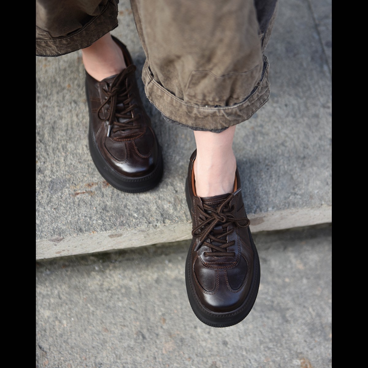 Artmu阿木厚底德训鞋真皮休闲板鞋子女新款爆款百搭chic鞋子507