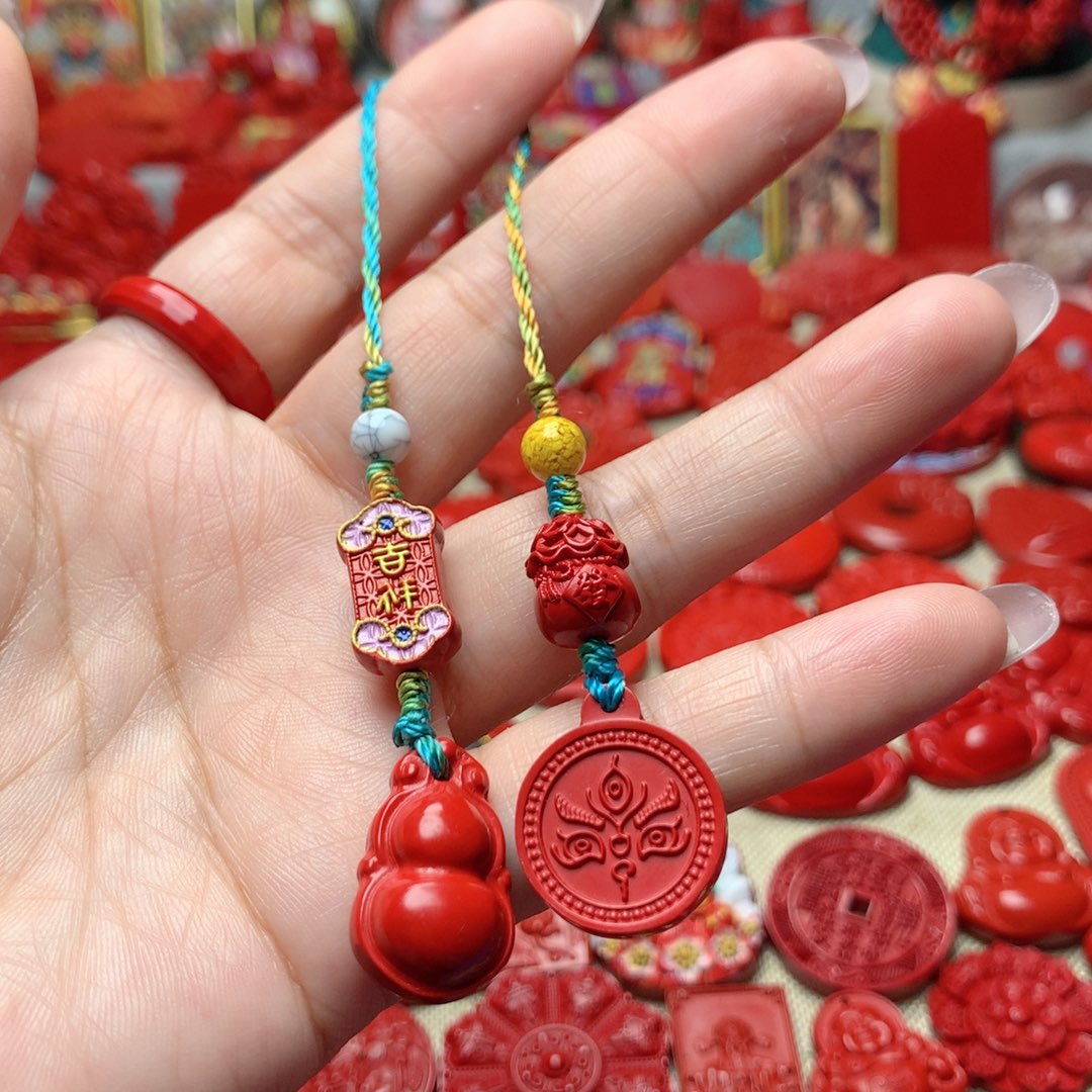 天然辰砂工艺品朱砂手机坠