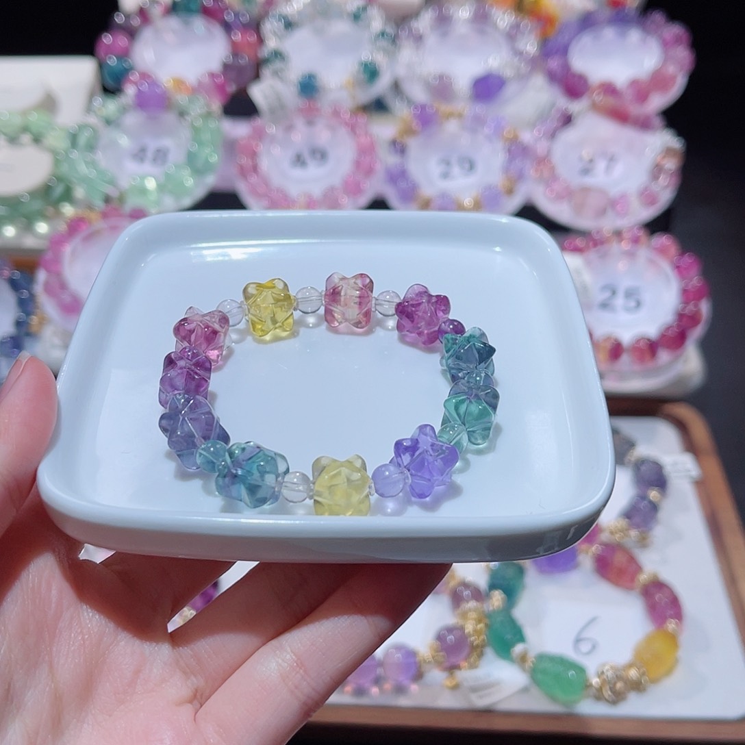 水晶手串未镶嵌星星萤石