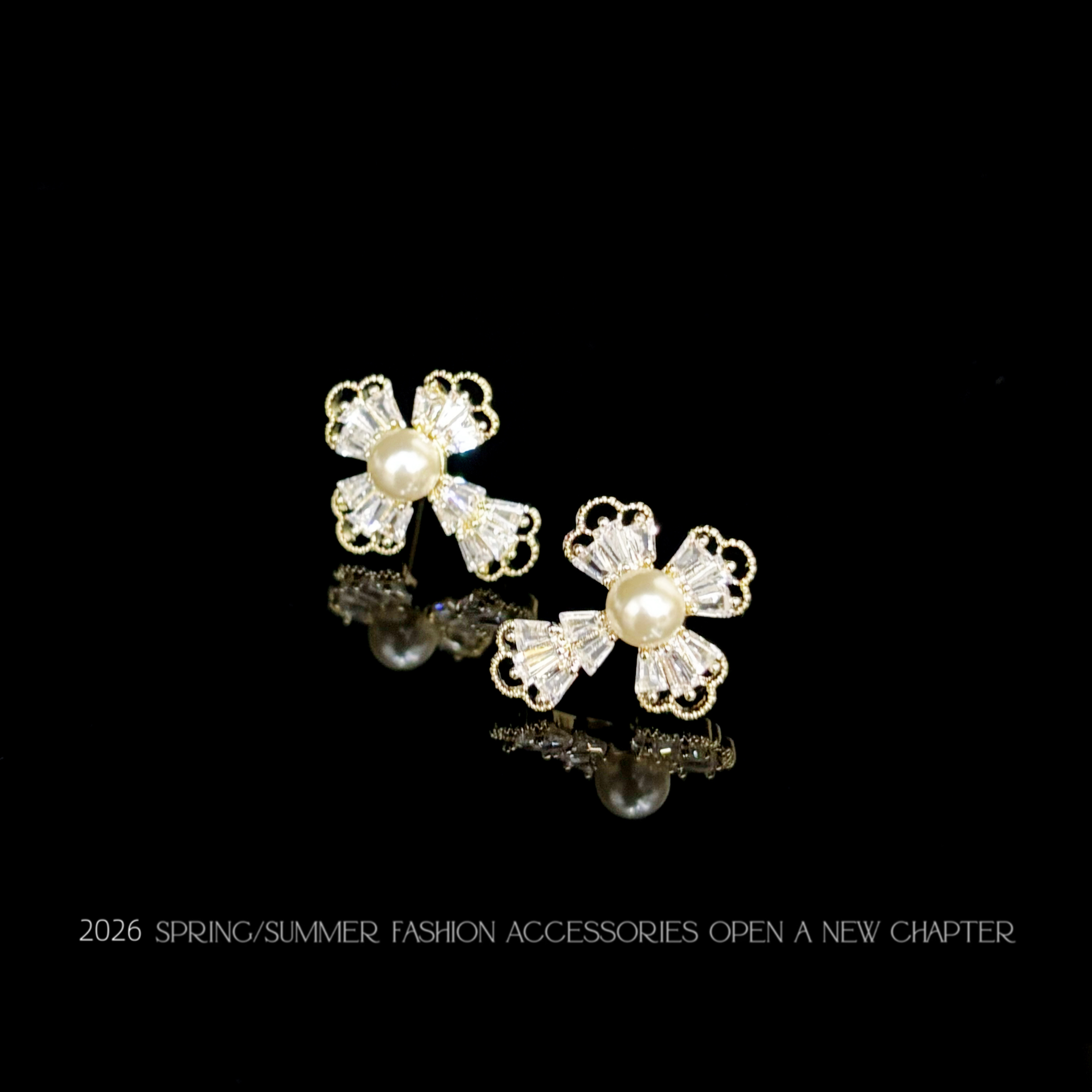 铜合金耳饰 镀K金 2026款G2122【花间月露金】BOBAOLI 耳钉