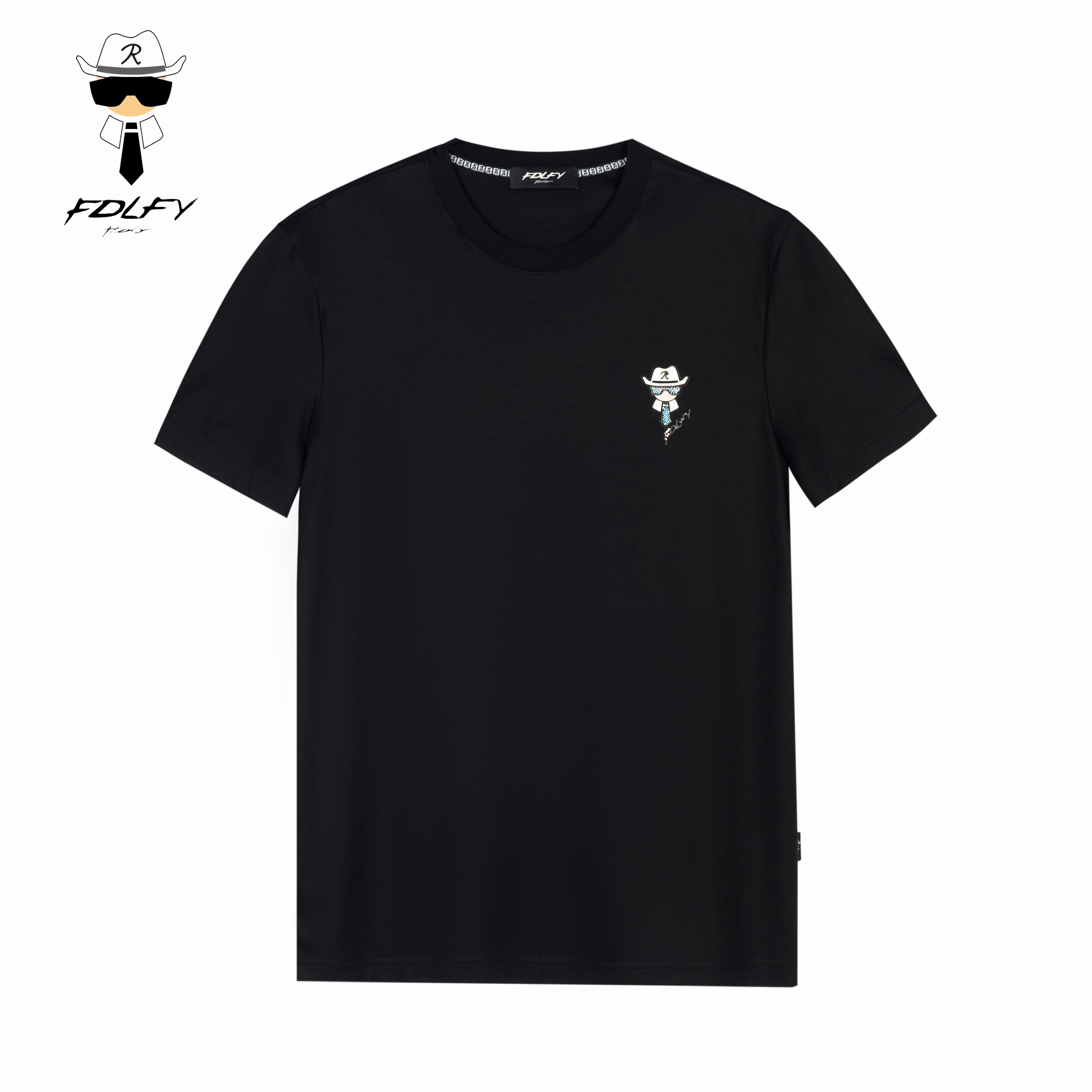 FDLFY老佛爷男装正品T恤夏季2025年新款轻奢短袖体恤上衣服B2L012
