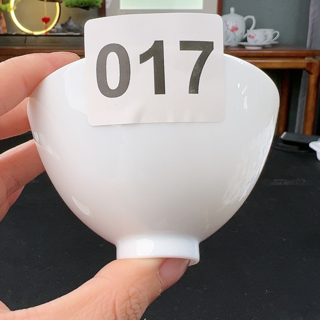 柴窑素胎吸烟鸡心杯